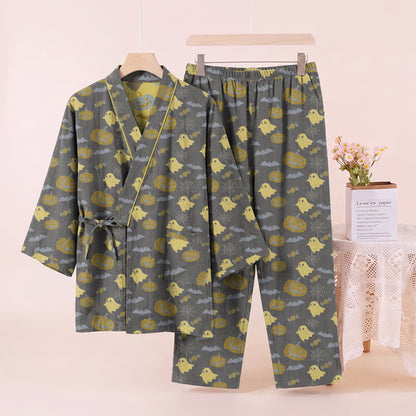 Halloween Ghost Pumpkin Cotton Kimono Pajama Set - image 26