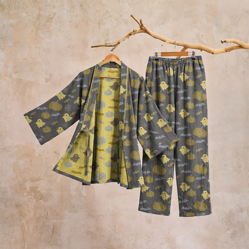Halloween Ghost Pumpkin Cotton Kimono Pajama Set - image 28