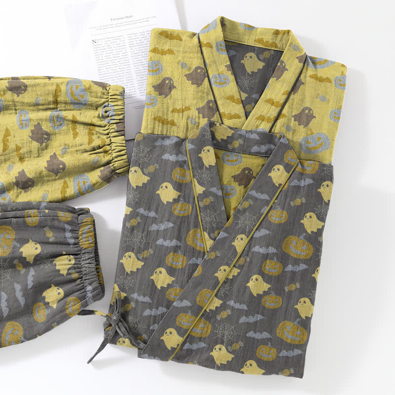 Halloween Ghost Pumpkin Cotton Kimono Pajama Set - image 29