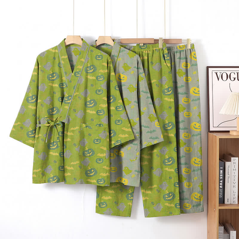 Halloween Ghost Pumpkin Cotton Kimono Pajama Set - image 33
