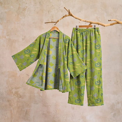 Halloween Ghost Pumpkin Cotton Kimono Pajama Set - image 36