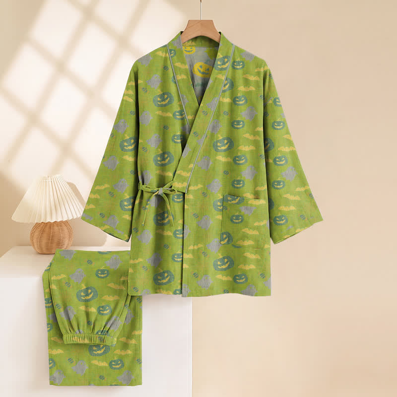 Halloween Ghost Pumpkin Cotton Kimono Pajama Set - image 35