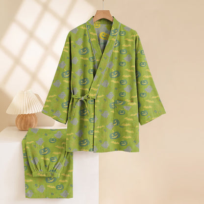Halloween Ghost Pumpkin Cotton Kimono Pajama Set - image 35