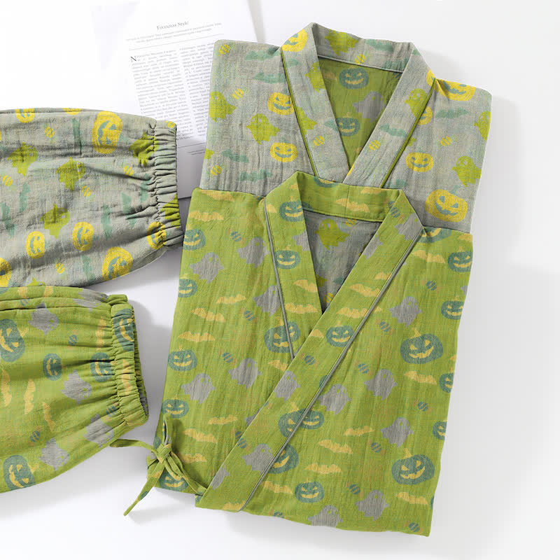 Halloween Ghost Pumpkin Cotton Kimono Pajama Set - image 37