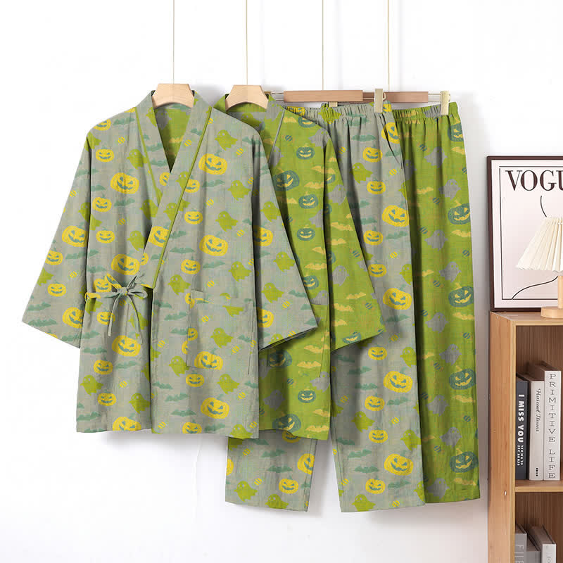 Halloween Ghost Pumpkin Cotton Kimono Pajama Set - image 41