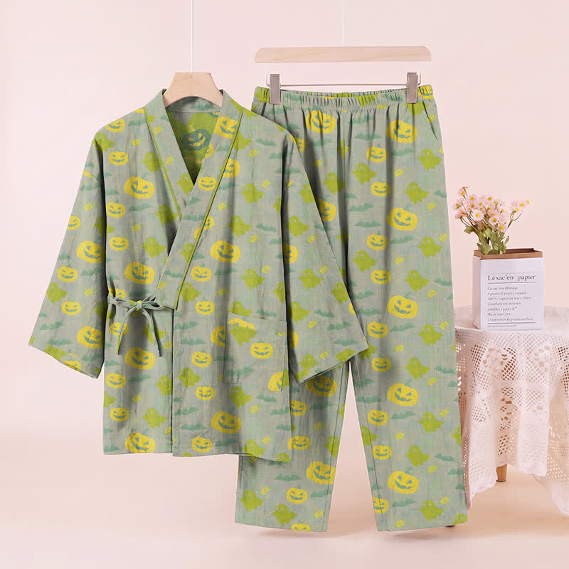 Halloween Ghost Pumpkin Cotton Kimono Pajama Set - image 42