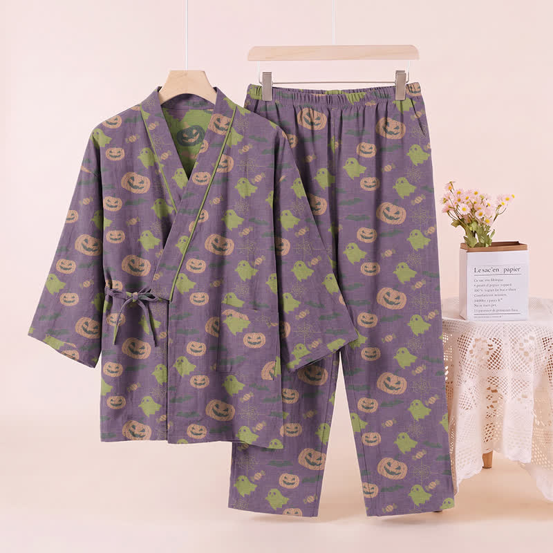 Halloween Ghost Pumpkin Cotton Kimono Pajama Set - image 50