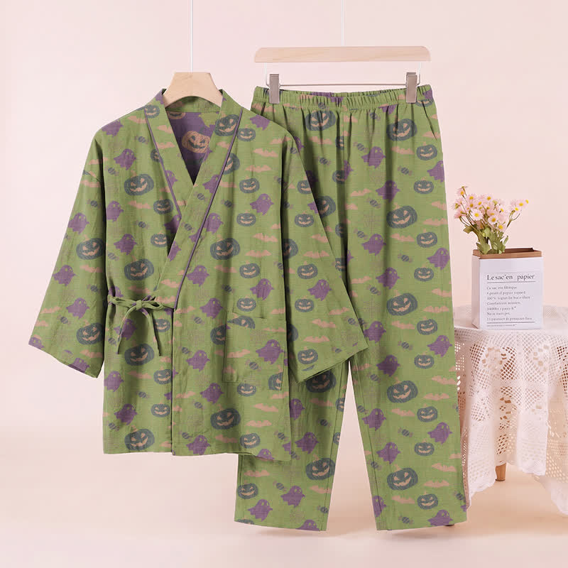 Halloween Ghost Pumpkin Cotton Kimono Pajama Set - image 58