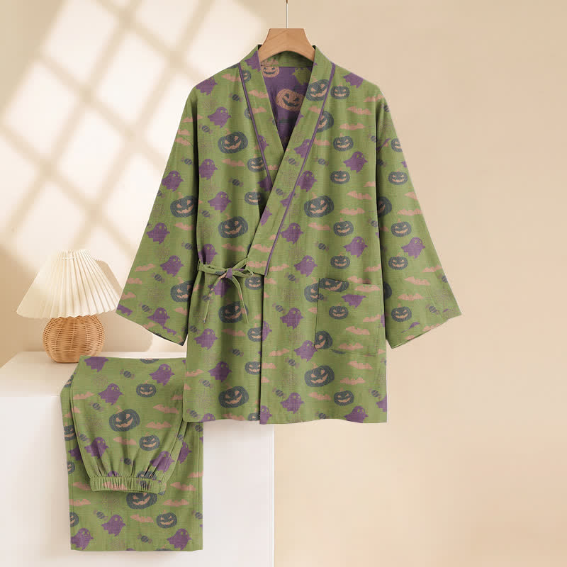 Halloween Ghost Pumpkin Cotton Kimono Pajama Set - image 59