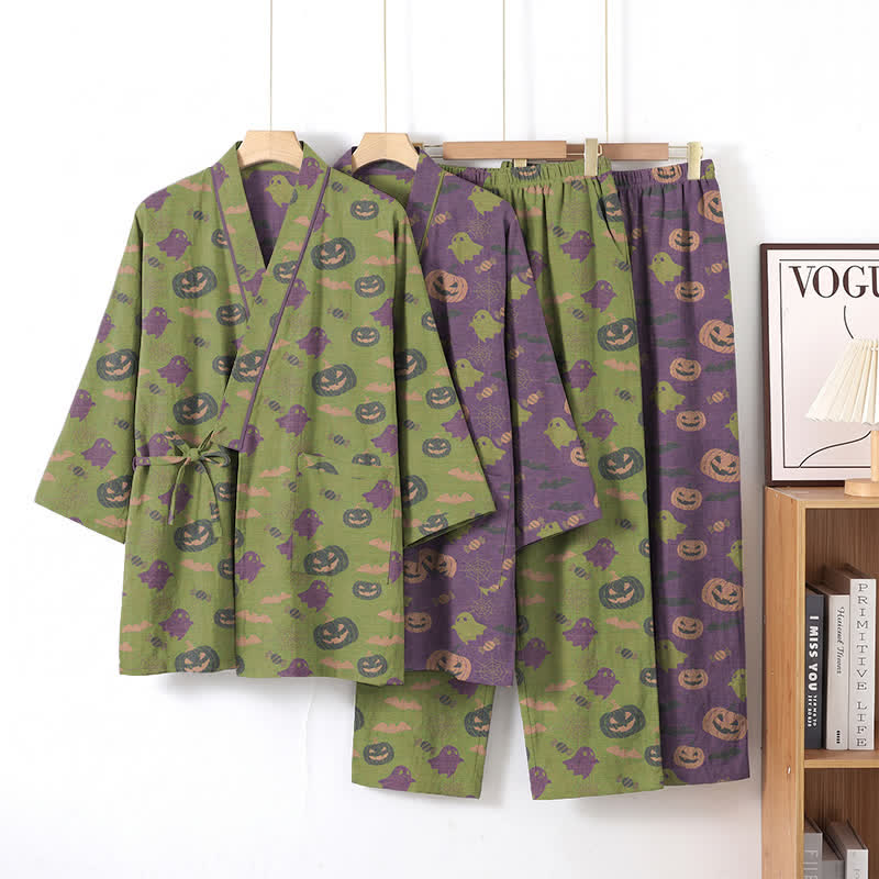 Halloween Ghost Pumpkin Cotton Kimono Pajama Set - image 57