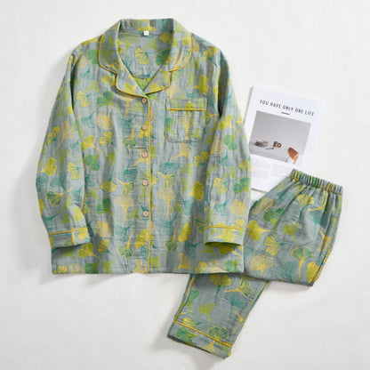 Nature‑Inspired Ginkgo Leaf Cotton Loungewear Set - image 14