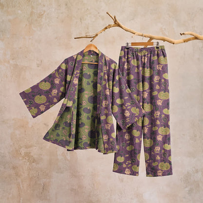 Retro Halloween Pumpkin Kimono Pajama Set - image 6