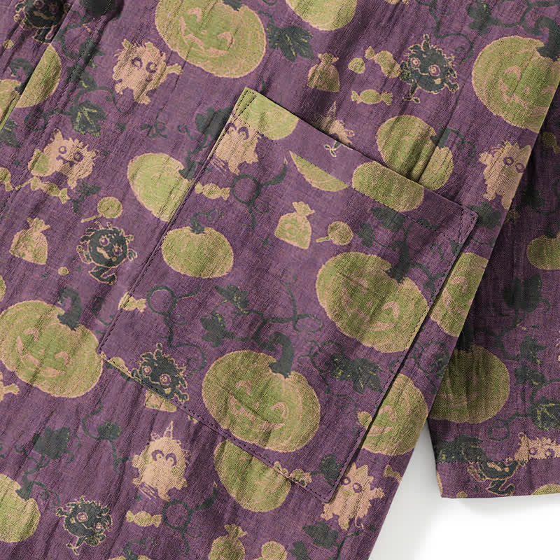 Retro Halloween Pumpkin Kimono Pajama Set - image 3