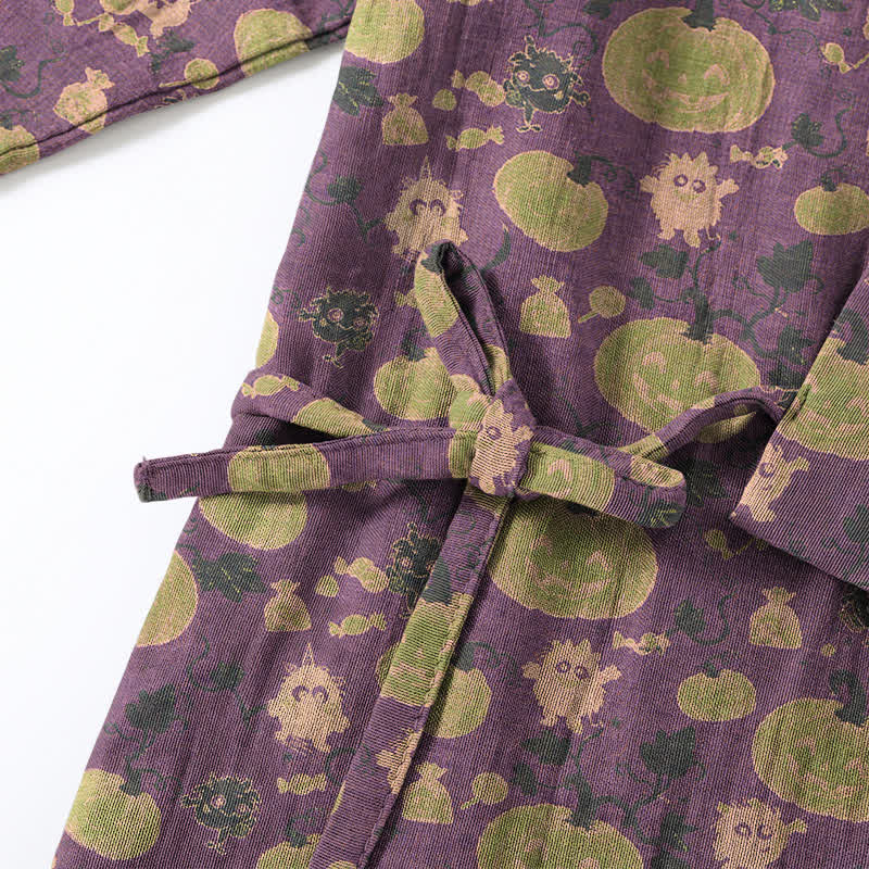 Retro Halloween Pumpkin Kimono Pajama Set - image 4