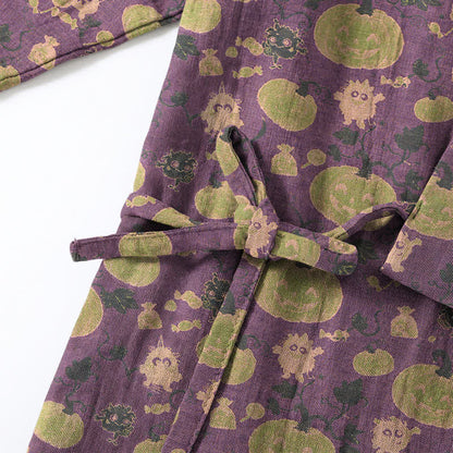 Retro Halloween Pumpkin Kimono Pajama Set - image 4