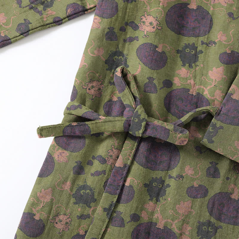 Retro Halloween Pumpkin Kimono Pajama Set - image 12