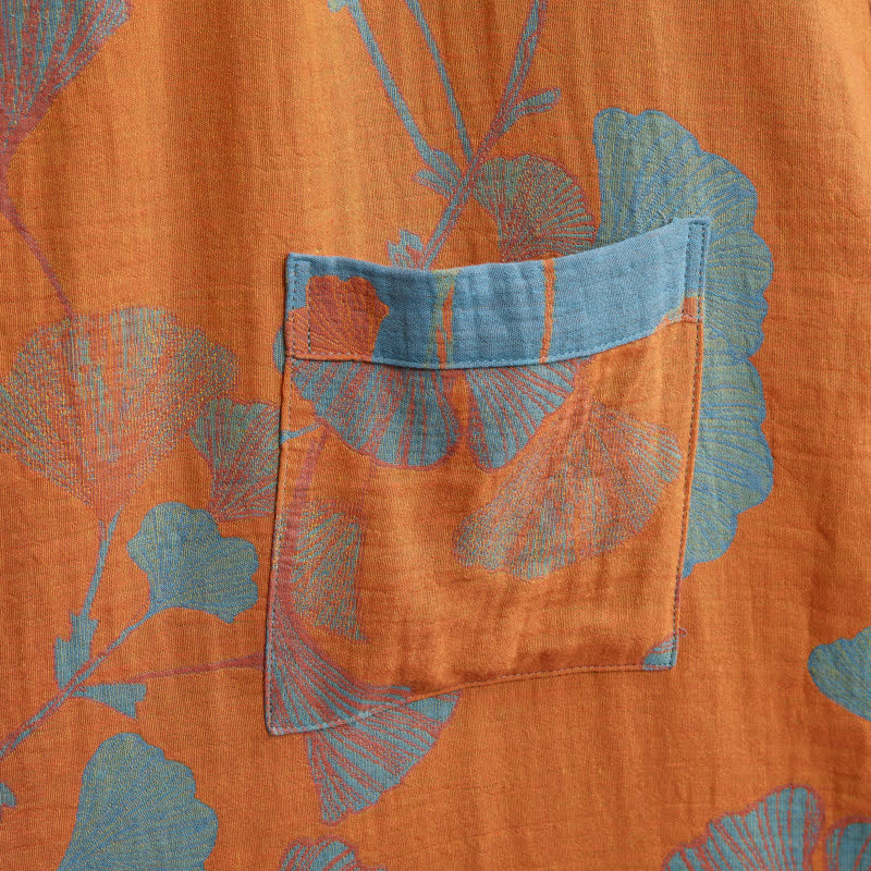 Retro Ginkgo Leaf Cotton Kimono Robe - image 6