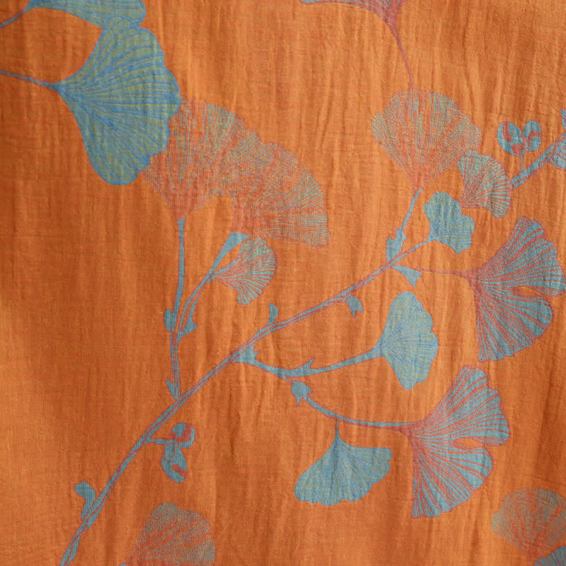 Retro Ginkgo Leaf Cotton Kimono Robe - image 7