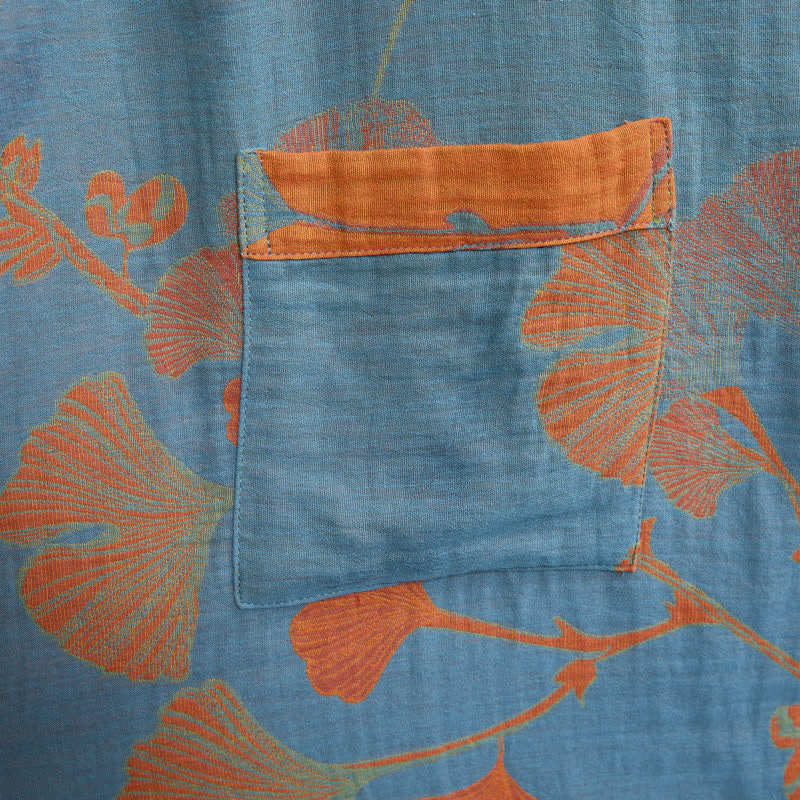 Retro Ginkgo Leaf Cotton Kimono Robe - image 14