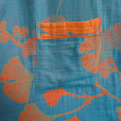 Retro Ginkgo Leaf Cotton Kimono Robe - image 14