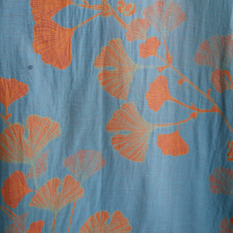 Retro Ginkgo Leaf Cotton Kimono Robe - image 15