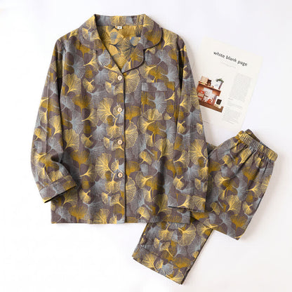 Ginkgo Leaf Notch Collar Pajama Set - image 9