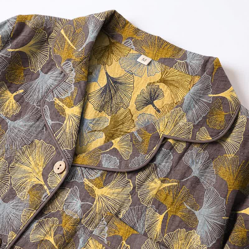 Ginkgo Leaf Notch Collar Pajama Set - image 7