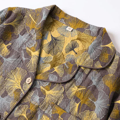 Ginkgo Leaf Notch Collar Pajama Set - image 7