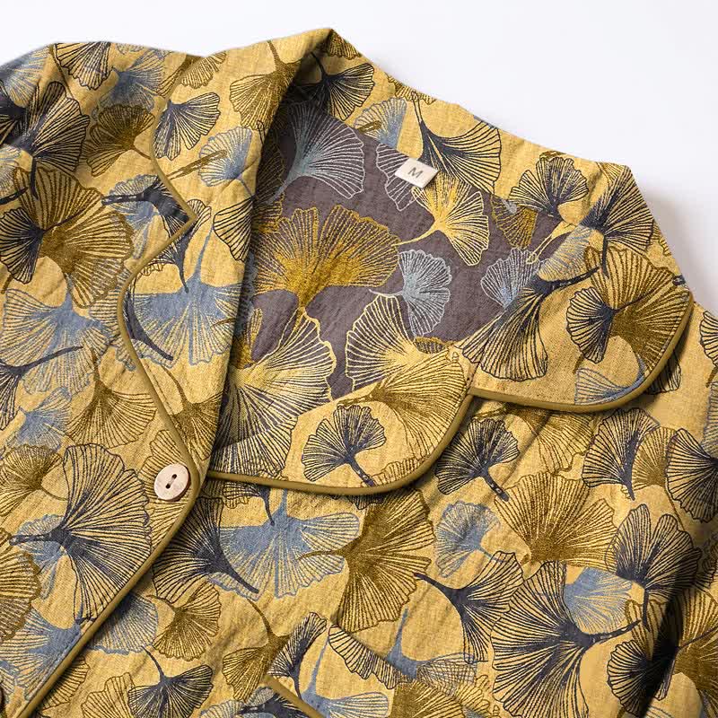 Ginkgo Leaf Notch Collar Pajama Set - image 2
