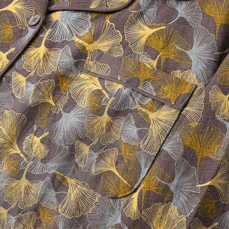 Ginkgo Leaf Notch Collar Pajama Set - image 8