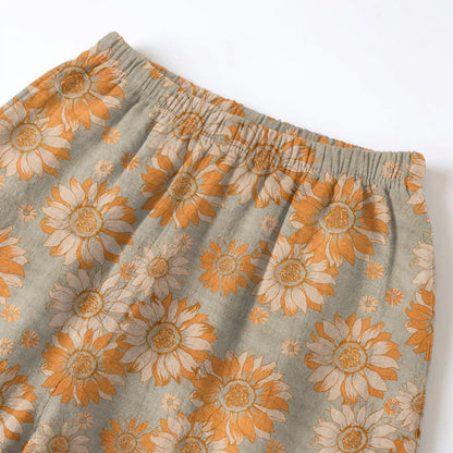 Retro Sunflower Cotton Loungewear Pajama Set - image 11