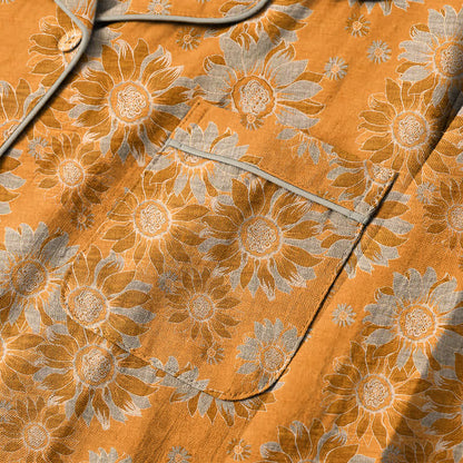 Retro Sunflower Cotton Loungewear Pajama Set - image 3