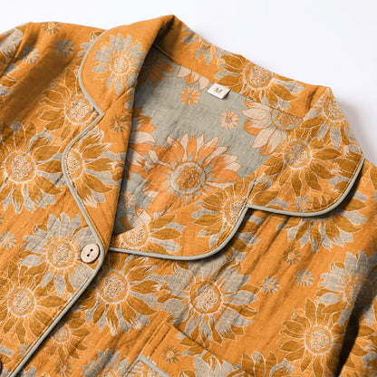 Retro Sunflower Cotton Loungewear Pajama Set - image 2