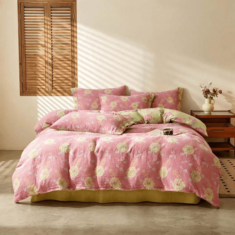 Vintage Flower Cotton Duvet Cover Set - image 2