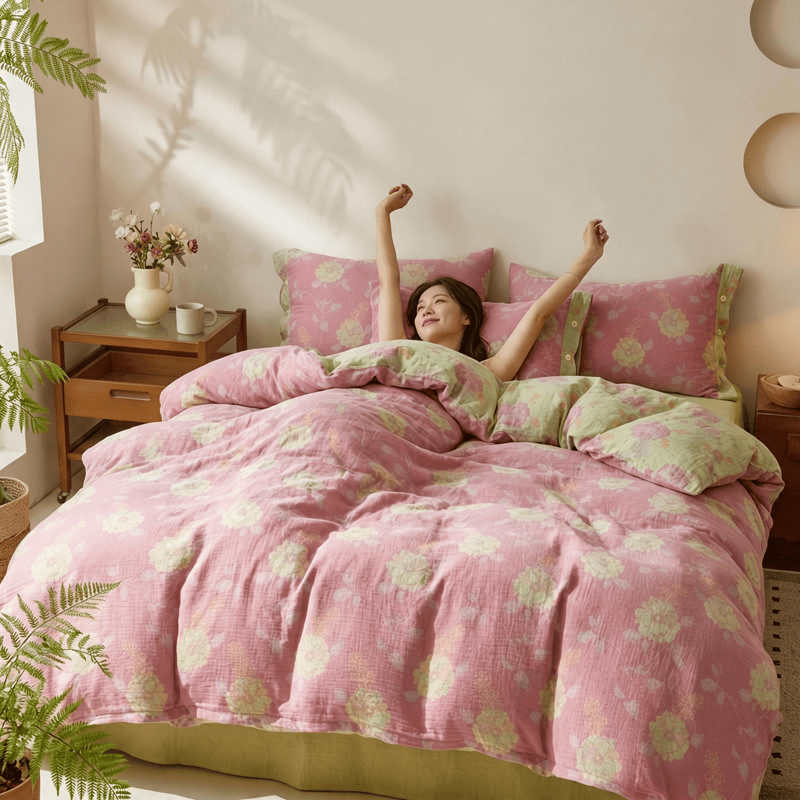 Vintage Flower Cotton Duvet Cover Set - image 3