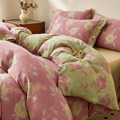 Vintage Flower Cotton Duvet Cover Set - image 1