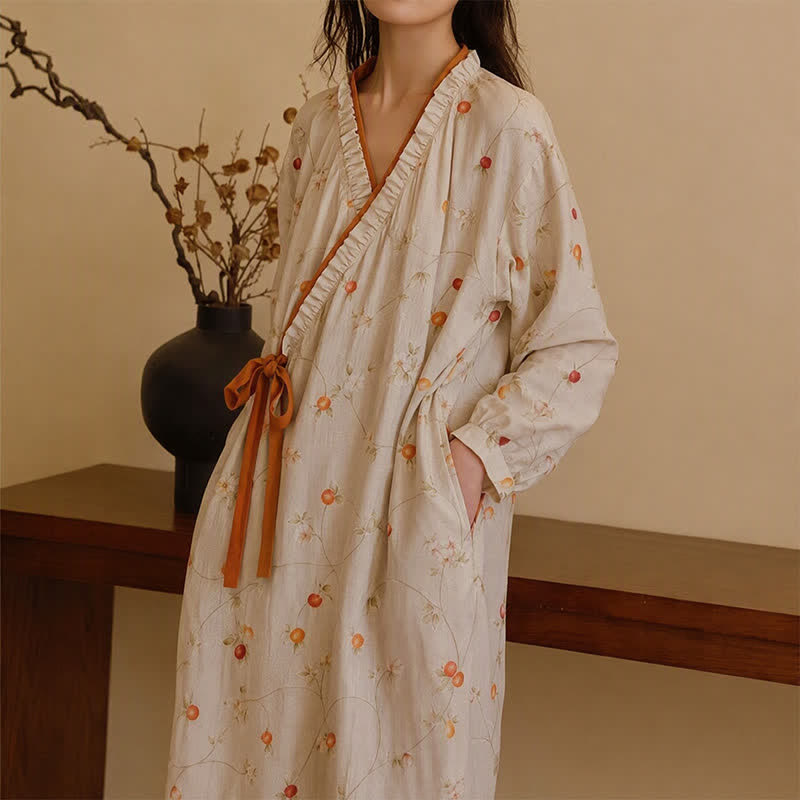 Cotton Gauze Rural Pomegranate Nightdress - L - image 0