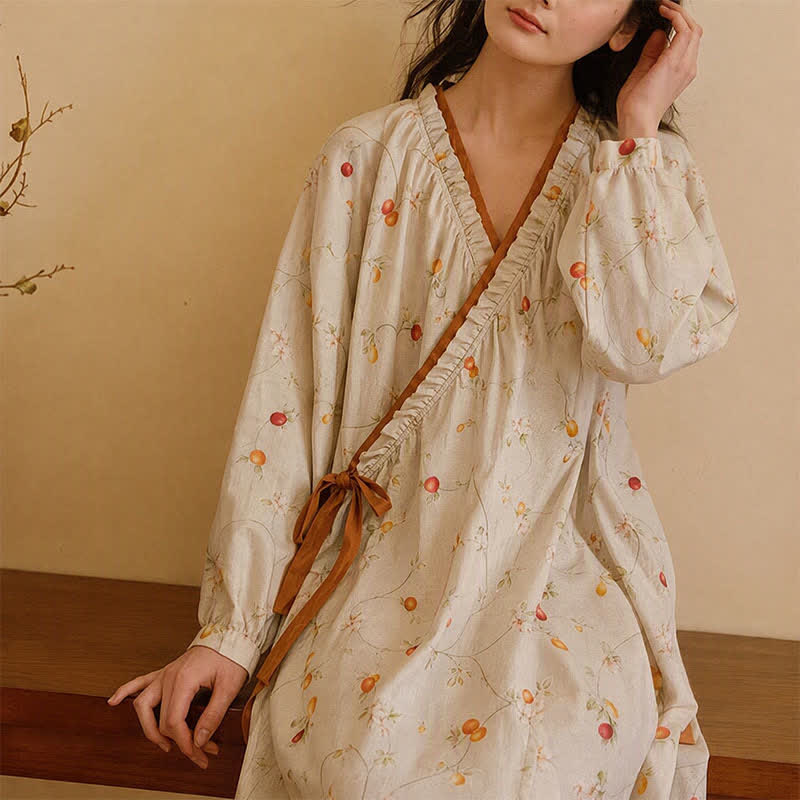 Cotton Gauze Rural Pomegranate Nightdress - image 4