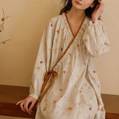 Cotton Gauze Rural Pomegranate Nightdress - image 4