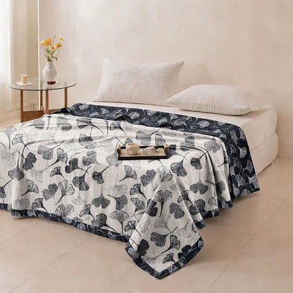 Grey‑Black Ginkgo Leaf Cotton Blanket - image 5