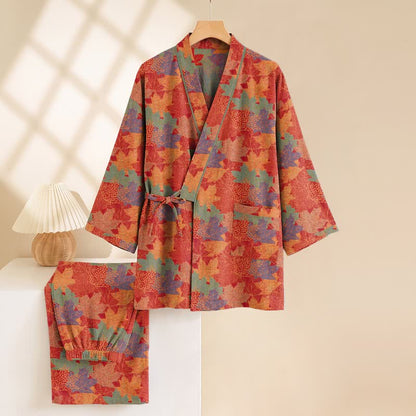 Maple Leaf Cotton Kimono Pajama Set - image 2