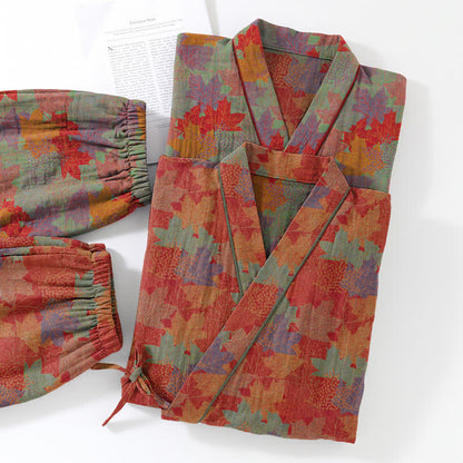 Maple Leaf Cotton Kimono Pajama Set - image 6