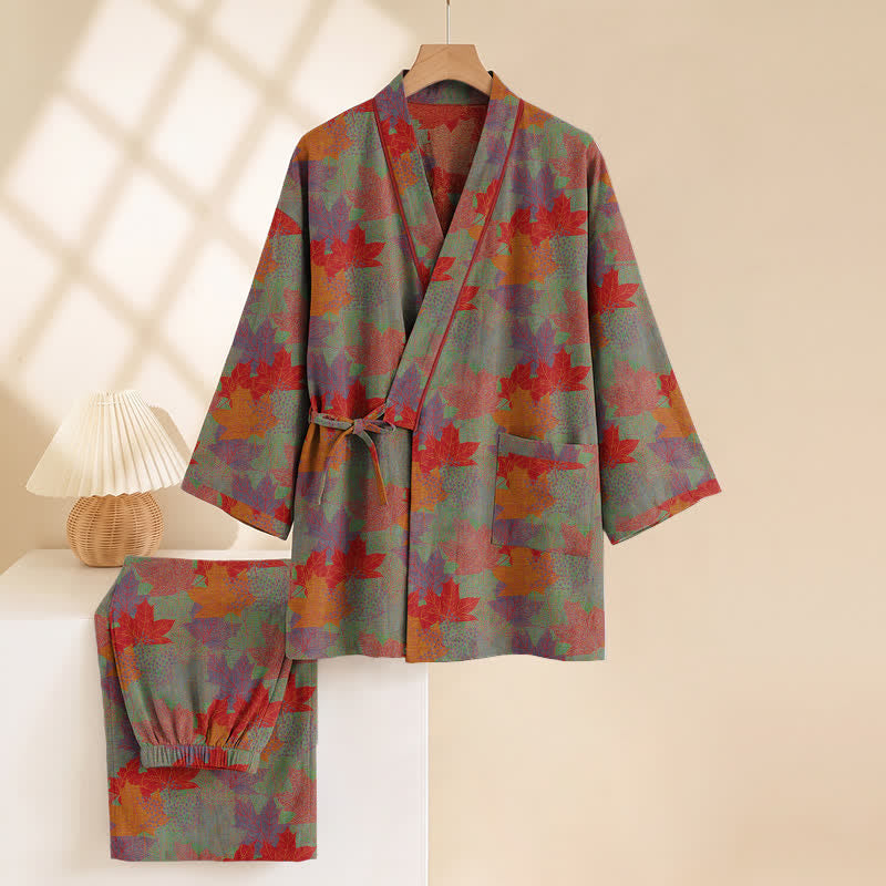 Maple Leaf Cotton Kimono Pajama Set - image 10