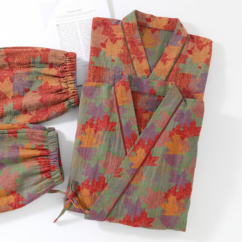 Maple Leaf Cotton Kimono Pajama Set - image 14