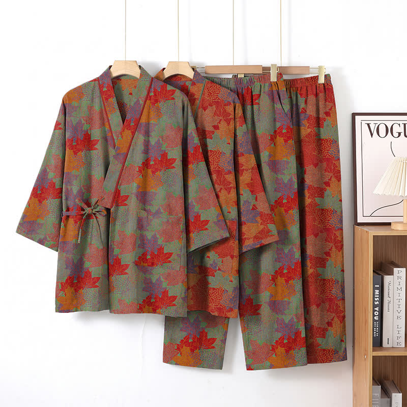 Maple Leaf Cotton Kimono Pajama Set - image 8