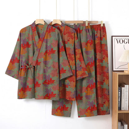 Maple Leaf Cotton Kimono Pajama Set - image 8