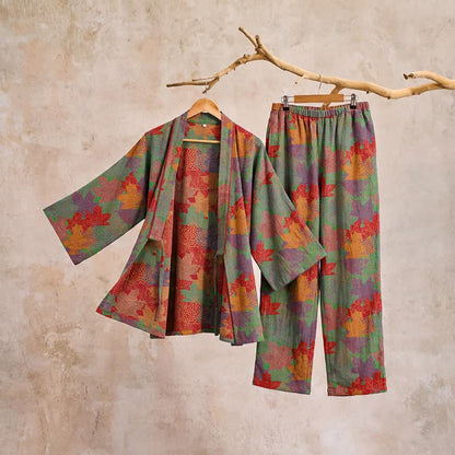 Maple Leaf Cotton Kimono Pajama Set - image 13
