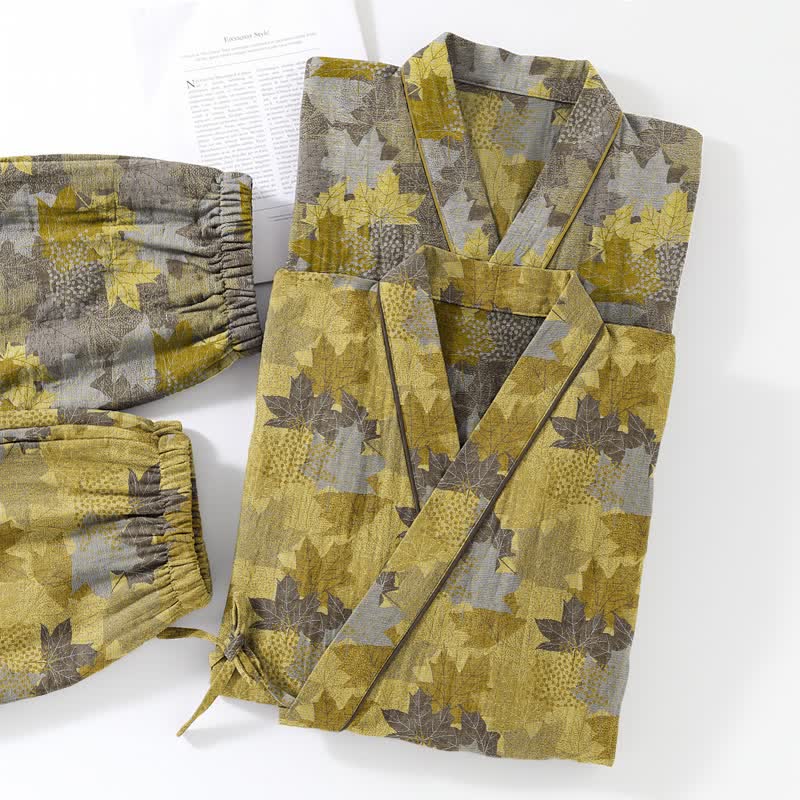 Maple Leaf Cotton Kimono Pajama Set - image 22