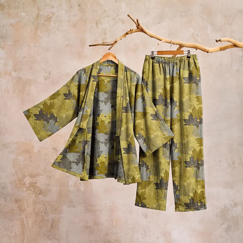 Maple Leaf Cotton Kimono Pajama Set - image 21