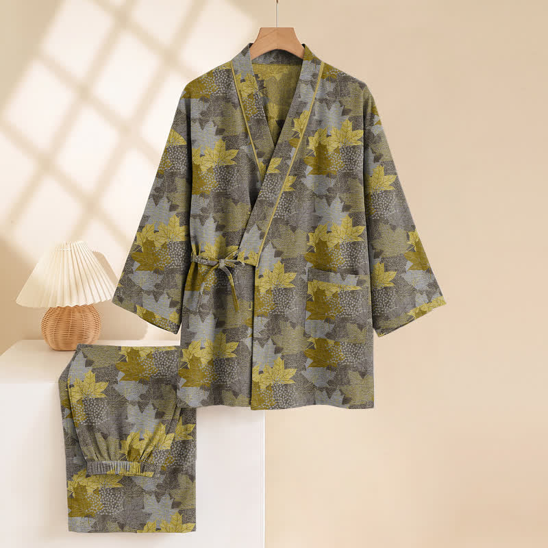 Maple Leaf Cotton Kimono Pajama Set - image 26